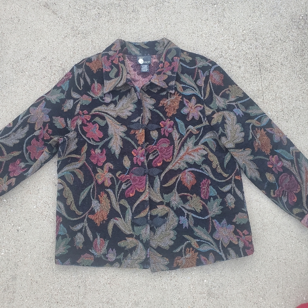 First Option Floral Rayon Blazer Jacket sz Medium